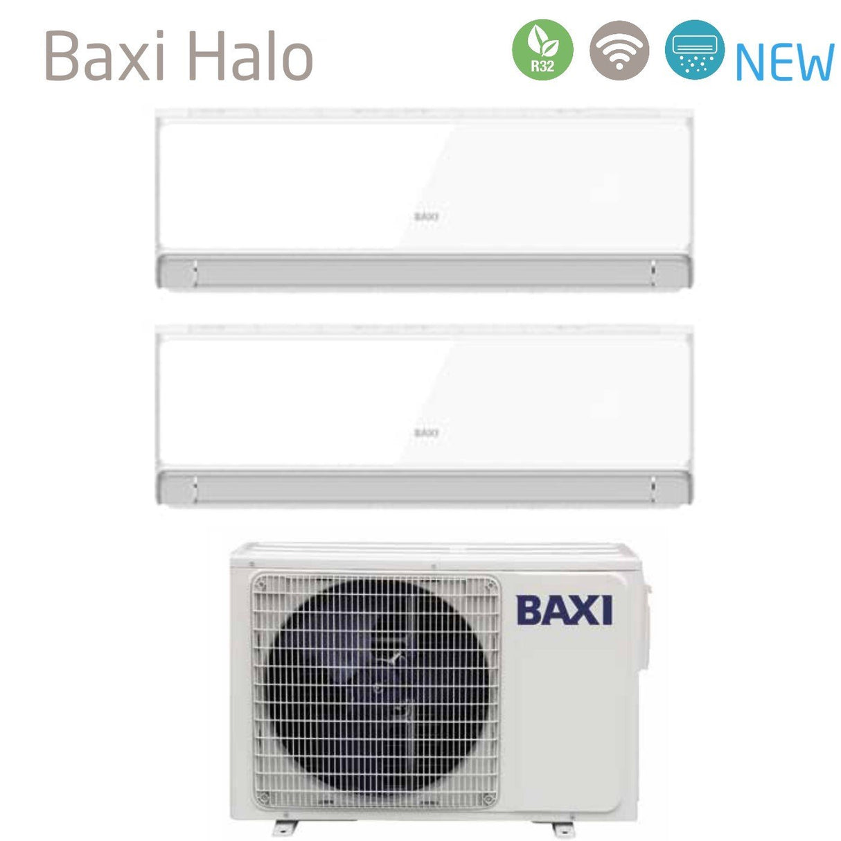 offerta climatizzatore condizionatore baxi dual split inverter serie halo bianco 18_18 con lsgt70 3m r 32 wi fi integrato 18000_18000