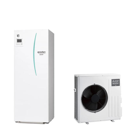 pompa di calore aria acqua mitsubishi electric split hydrotank reversibile erst20d vm2d accumulo 200 lt unita esterna ecodan e suz swm40va 5 6 kw r 32