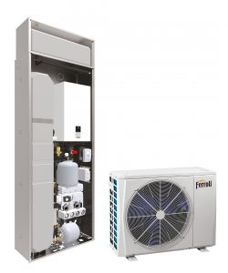 pompa di calore reversibile aria acqua inverter per installazione splittata ferroli omnia s in 3.2 04 r 32 con comando incluso
