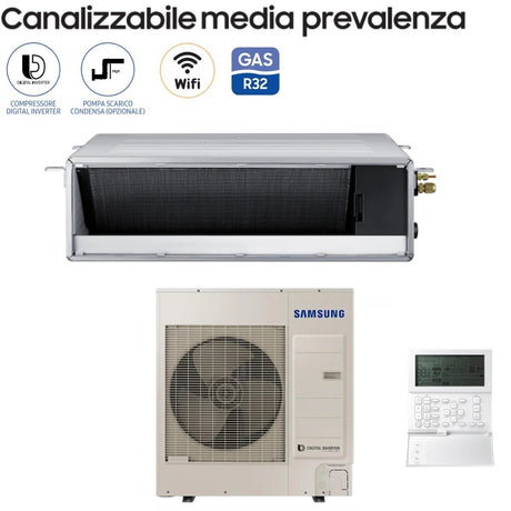 samsung climatizzatore condizionatore samsung inverter canalizzato canalizzabile media prevalenza 36000 btu ac100rnmdkgeu trifase r 32 classe aa con comando a filo incluso novita