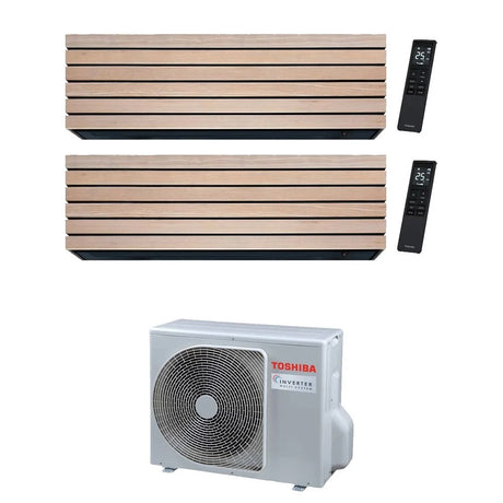 toshiba climatizzatore condizionatore toshiba dual split inverter serie daiseikai 10 wood 912 1013 btu con ras 2m14g3avg e gas r 32 wi fi integrato aa