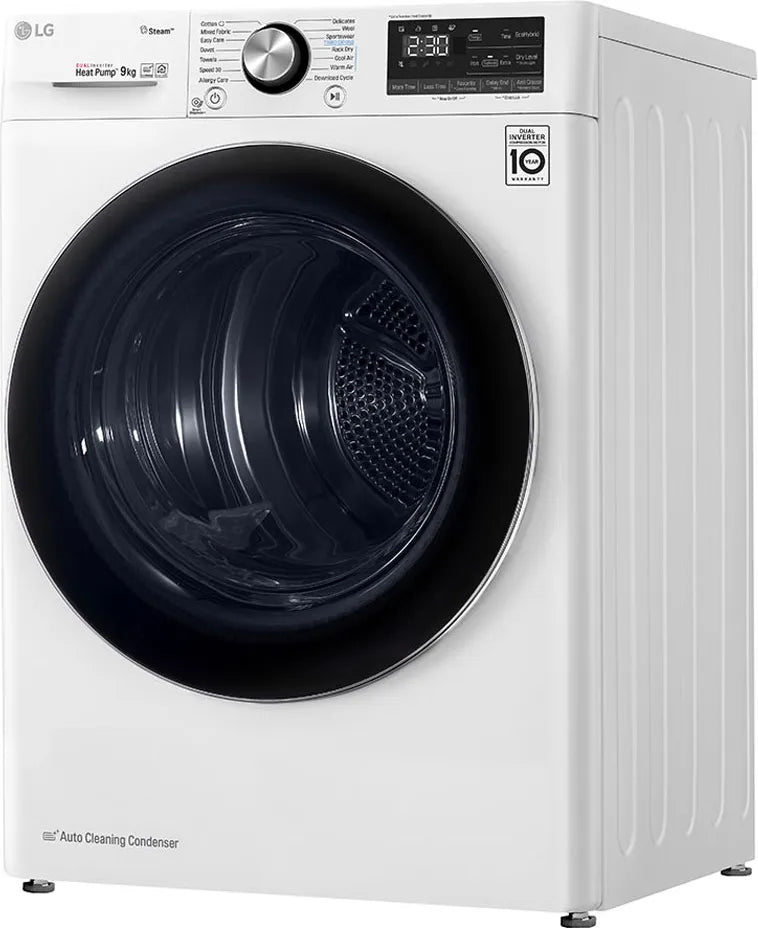asciugatrice lg smart dual inverter heat pump eco hybrid 9 kg rc90v9av2w axlxp 85x60x69 classe energetica a___ 10