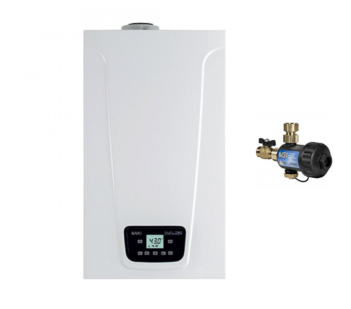 caldaia baxi duo tec compact e 24 kw a condensazione low nox completa di kit scarico fumi metano o gpl con defangatore rbm in omaggio 7782