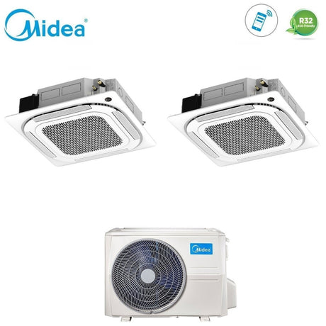 climatizzatore condizionatore a cassetta a 4 vie dual split inverter midea 12_12 con m20 18fn8 q r 32 wi fi optional 12000_12000