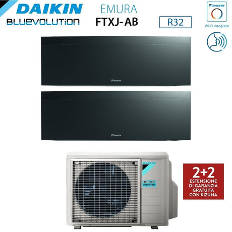 climatizzatore condizionatore daikin bluevolution dual split inverter serie emura black iii 12_15 con 2mxm68n r 32 wi fi integrato 12000_15000 colore nero garanzia italiana