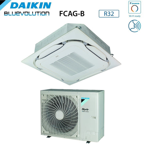 climatizzatore condizionatore daikin bluevolution inverter a cassetta round flow skyair alpha series 36000 btu fcag100b _ rzag100nv1 monofase r 32 wi fi optional con griglia standard