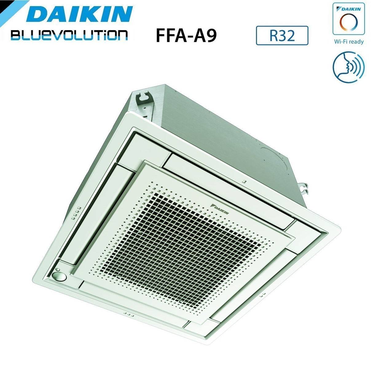 climatizzatore condizionatore daikin bluevolution inverter dual split a cassetta ffa a 9_18 con 2mxm50m9 r 32 wi fi optional con comando a filo e griglia bianca 9000_18000 garanzia italiana 8945