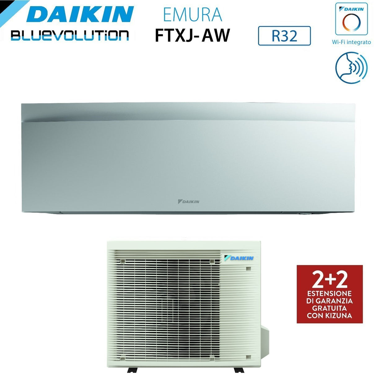 climatizzatore condizionatore daikin bluevolution inverter serie emura white 15000 btu ftxj42aw r 32 wi fi integrato classe a__ garanzia italiana novita