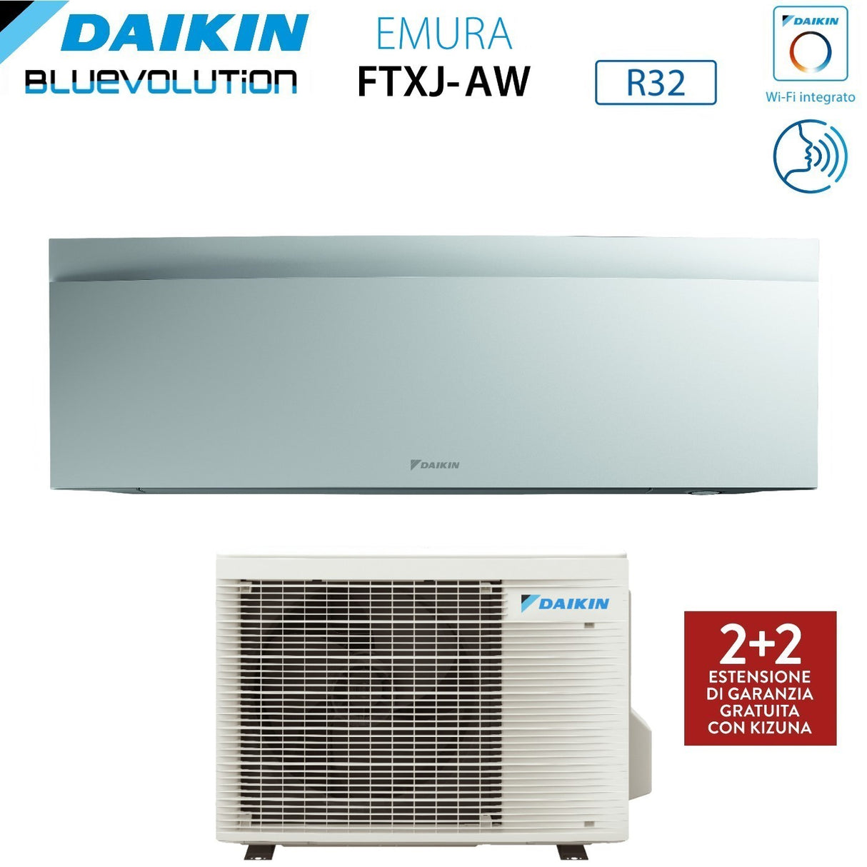 climatizzatore condizionatore daikin bluevolution inverter serie emura white iii 7000 btu ftxj20aw r 32 wi fi integrato classe a___ garanzia italiana