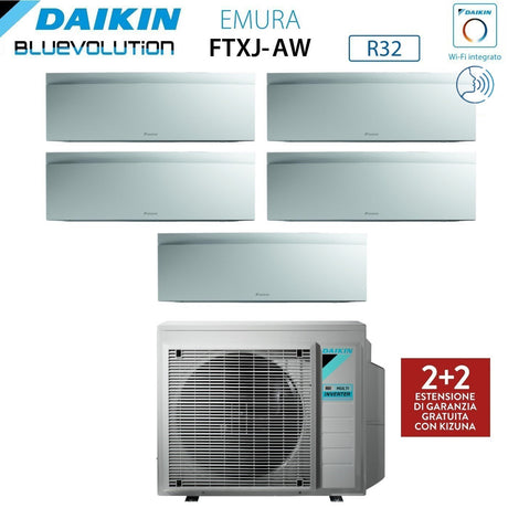 climatizzatore condizionatore daikin bluevolution penta split inverter serie emura white iii 9_9_9_9_18 con 5mxm90n r 32 wi fi integrato 9000_9000_9000_9000_18000 colore bianco garanzia italiana
