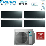 climatizzatore condizionatore daikin bluevolution quadri split inverter serie emura black iii 7_9_12_15 con 4mxm80n r 32 wi fi integrato 7000_9000_12000_15000 colore nero garanzia italiana