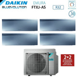 climatizzatore condizionatore daikin bluevolution quadri split inverter serie emura silver iii 9_9_9_15 con 4mxm80n r 32 wi fi integrato 9000_9000_9000_15000 colore argento garanzia italiana