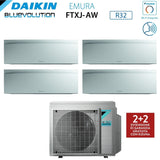 climatizzatore condizionatore daikin bluevolution quadri split inverter serie emura white iii 7_7_7_7 con 4mxm80n r 32 wi fi integrato 7000_7000_7000_7000 colore bianco garanzia italiana