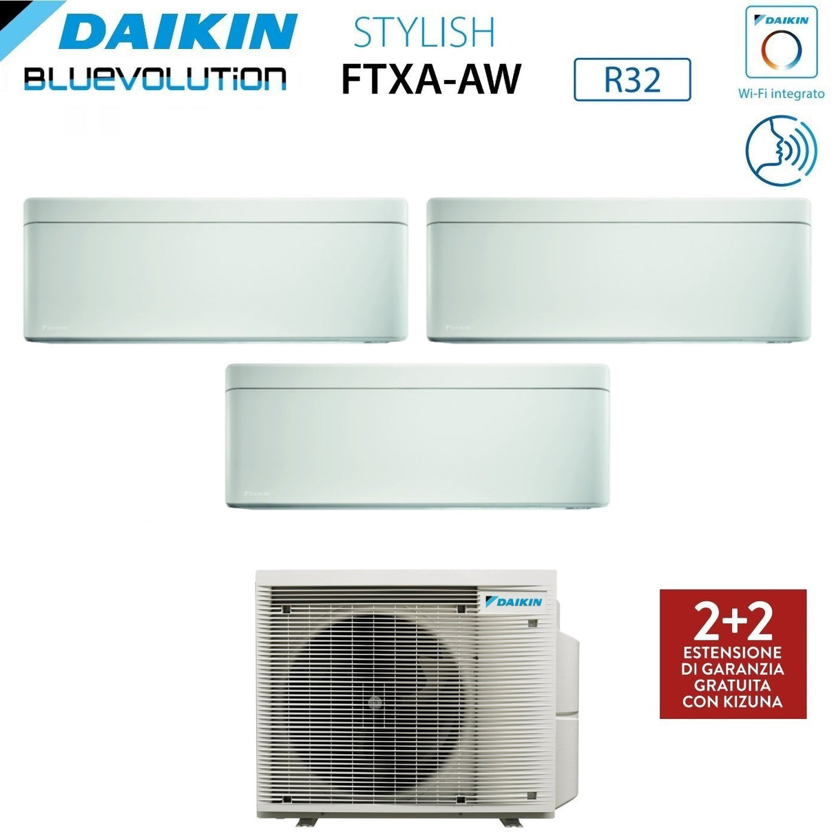 climatizzatore condizionatore daikin bluevolution trial split inverter serie stylish white 7_7_7 con 3mxm40m n wi fi r 32 7000_7000_7000 bianco new 2018 4198