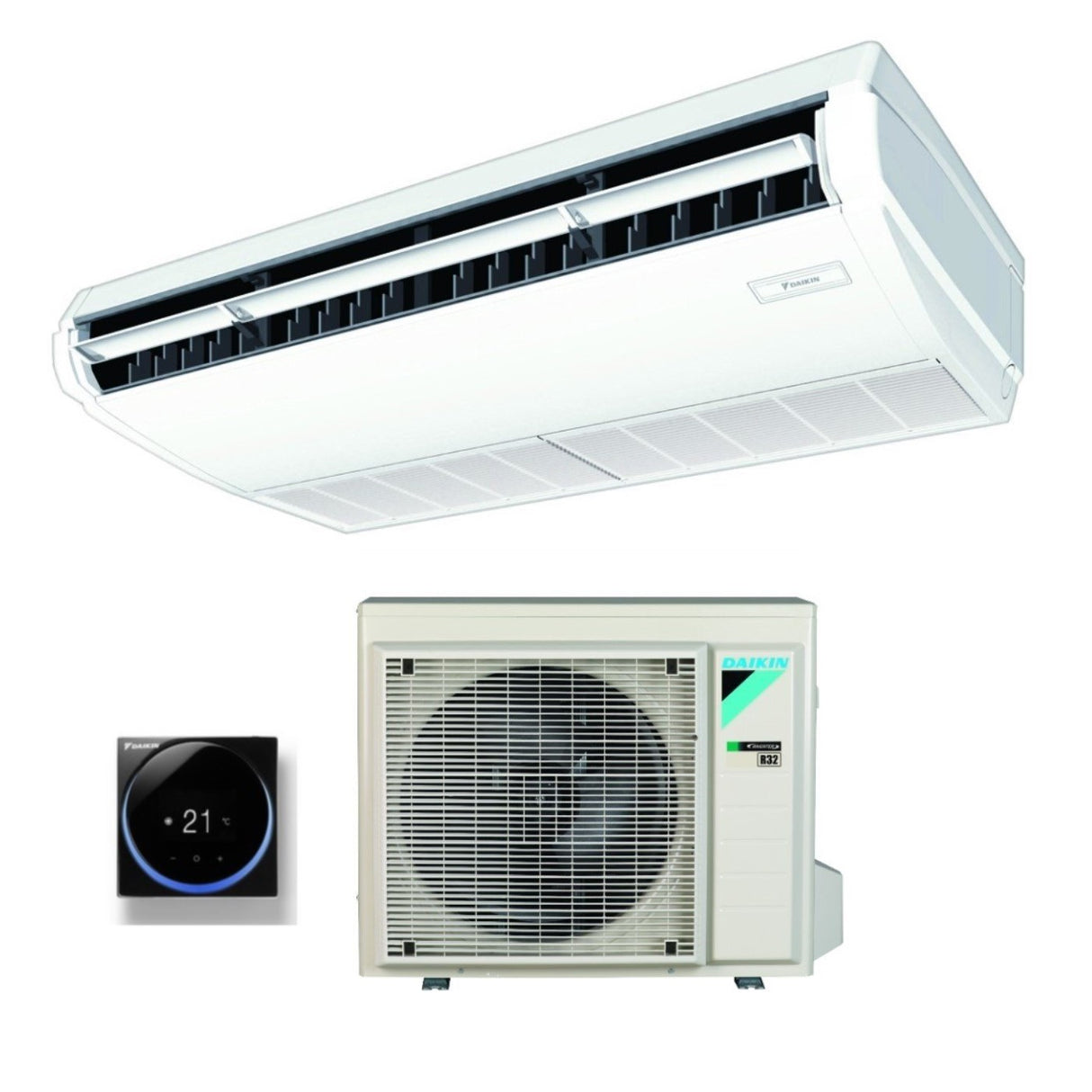 climatizzatore condizionatore daikin pensile a soffitto dc inverter 24000 btu fha71a monofase r 32 wi fi optional con comando a filo