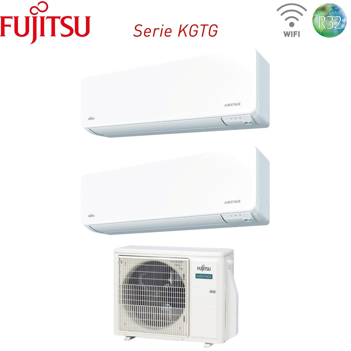 climatizzatore condizionatore fujitsu dual split inverter serie kg 7_12 con aoyg18kbta2 r 32 wi fi integrato 7000_12000