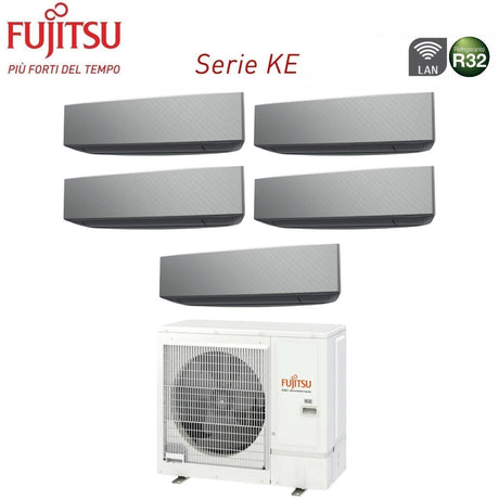 climatizzatore condizionatore fujitsu penta split inverter serie ke silver 9_9_9_12_12 con aoyg36kbta5 r 32 wi fi integrato 9000_9000_9000_12000_12000 colore argento