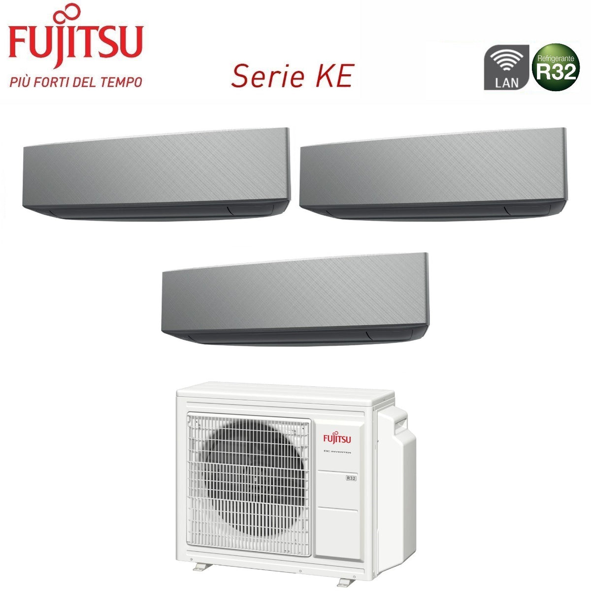 climatizzatore condizionatore fujitsu trial split inverter serie ke silver 9_9_9 con aoyg18kbta3 r 32 wi fi integrato 9000_9000_9000 colore bianco