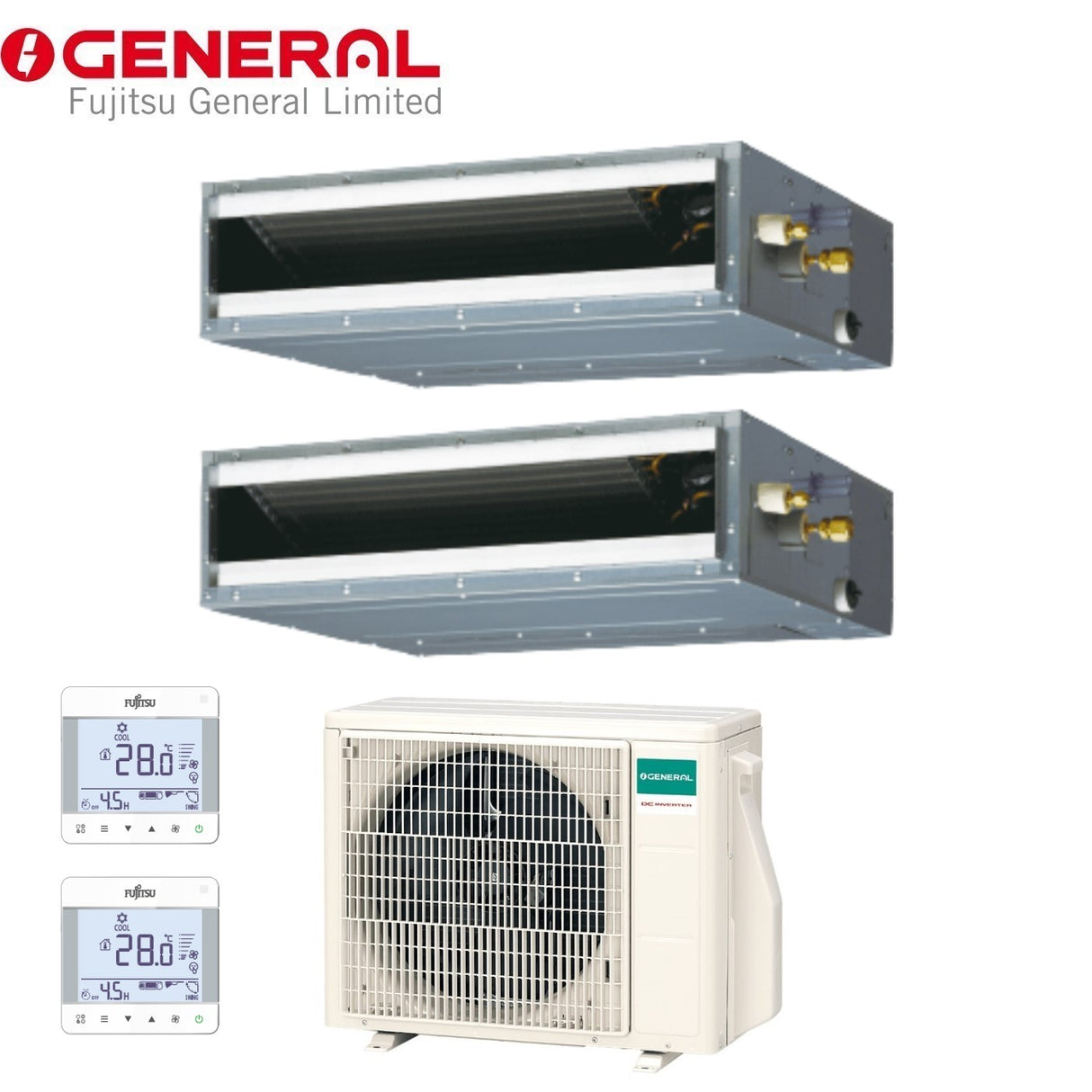 climatizzatore condizionatore general fujitsu dual split inverter canalizzato canalizzabile serie kl 9_9 con aohg18kbta2 r 32 wi fi optional 9000_9000 comandi uty rcrgz1 inclusi