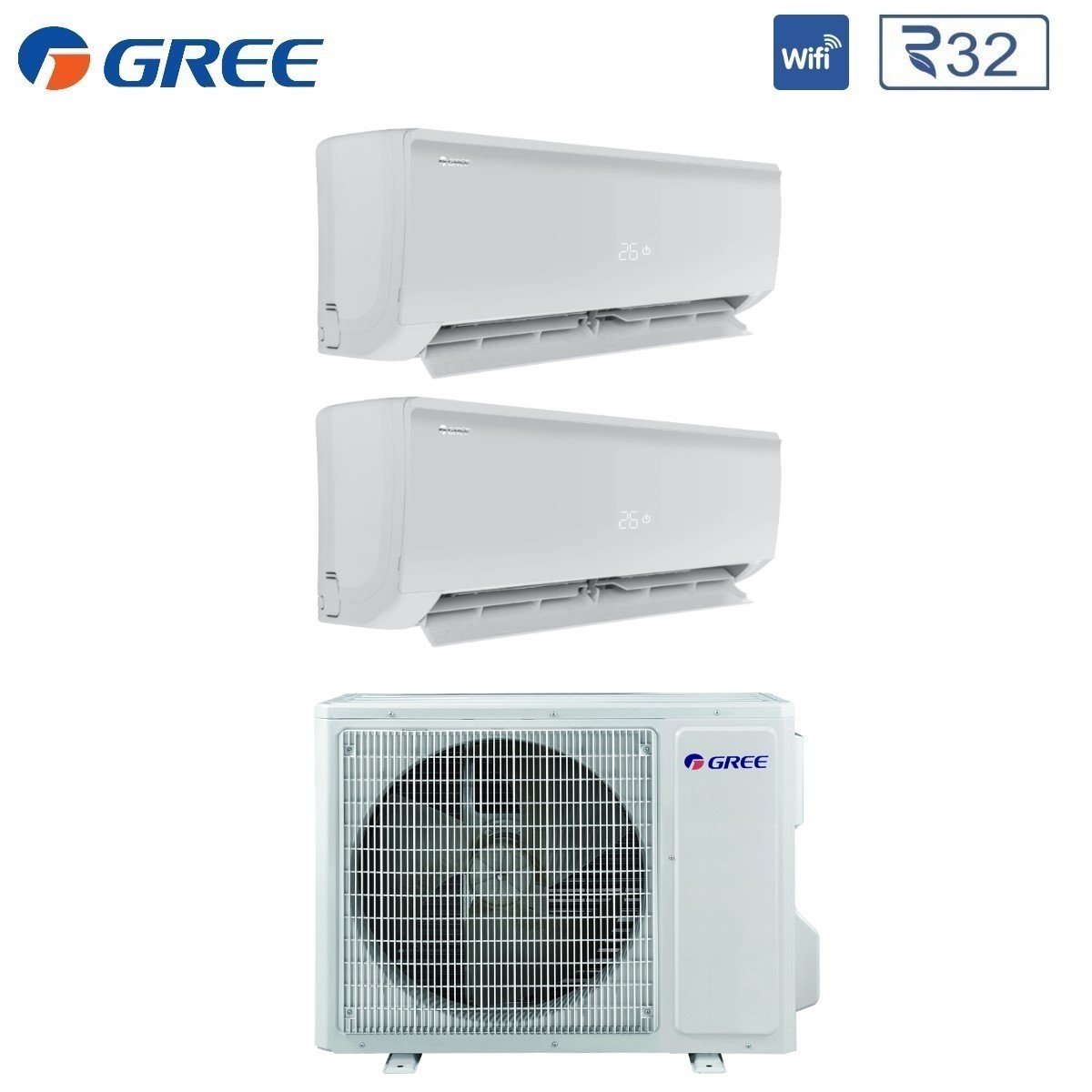 climatizzatore condizionatore gree dual split inverter serie bora plus 12_12 con gwhd 18 nk6oo r 32 wi fi optional 12000_12000