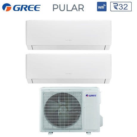 climatizzatore condizionatore gree dual split inverter serie pular 9_9 con gwhd 14 nk6no r 32 wi fi integrato 9000_9000