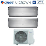 climatizzatore condizionatore gree dual split inverter serie u crown 12_12 con gwhd 18 nk6oo r 32 wi fi integrato 12000_12000