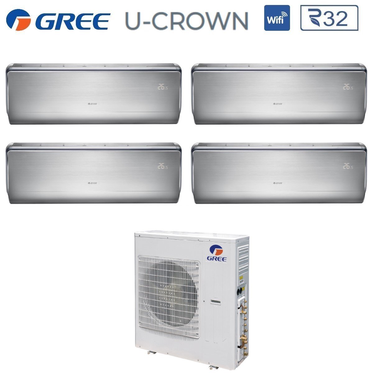 climatizzatore condizionatore gree quadri split inverter serie u crown 9_9_18_18 con gwhd 36 nk6lo r 32 wi fi integrato 9000_9000_18000_18000