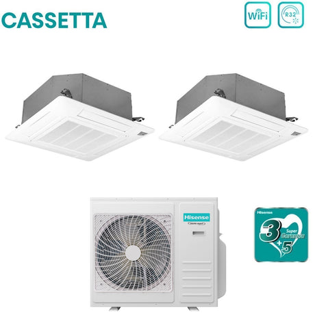 climatizzatore condizionatore hisense dual split a cassetta 12_18 con 4amw105u4raa r 32 12000_18000