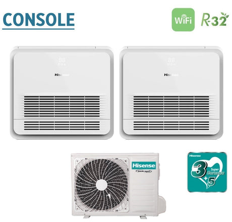 climatizzatore condizionatore hisense dual split console 9_9 con 2amw35u4rgc r 32 wi fi optional telecomando di serie incluso 9000_9000 10903