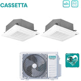 climatizzatore condizionatore hisense dual split inverter a cassetta 9_9 con 2amw35u4rgc r 32 wi fi optional 9000_9000 con telecomando e pannello incluso