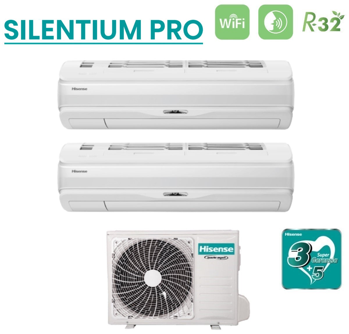climatizzatore condizionatore hisense dual split inverter serie silentium pro 12_12 con 2amw50u4rxa r 32 wi fi integrato 12000_12000 novita 2020 4290