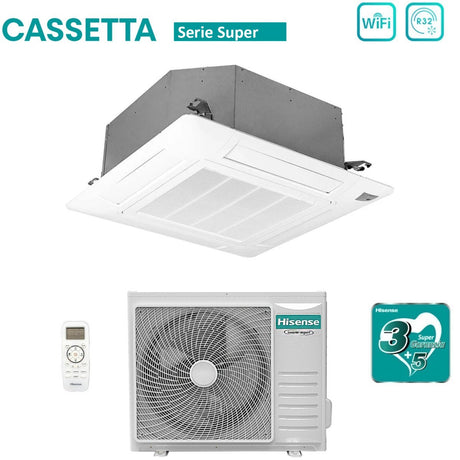 climatizzatore condizionatore hisense inverter a cassetta serie super 24000 btu act71ur4rjc8 _ auw71u4rj7 r 32 wi fi optional classe a__ a_ con telecomando e pannello incluso