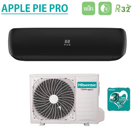 climatizzatore condizionatore hisense inverter serie apple pro black 12000 btu tgve120bg r 32 wi fi integrato classe a__ a_ colore nero