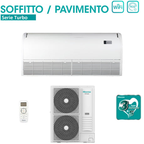 climatizzatore condizionatore hisense inverter soffitto pavimento serie turbo 42000 btu auv125ur4rc8 _ auw125u6rn8 r 32 wi fi optional con telecomando di serie incluso