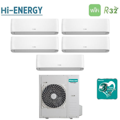 climatizzatore condizionatore hisense penta split inverter serie hi energy 9_9_9_9_12 con 5amw125u4rta r 32 wi fi integrato 9000_9000_9000_9000_12000 novita
