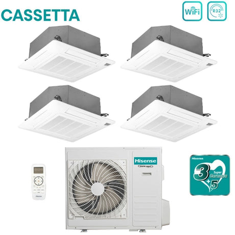 climatizzatore condizionatore hisense quadri split a cassetta 9_9_9_12 con 4amw105u4raa r 32 9000_9000_9000_12000 con telecomando e pannello incluso 8585