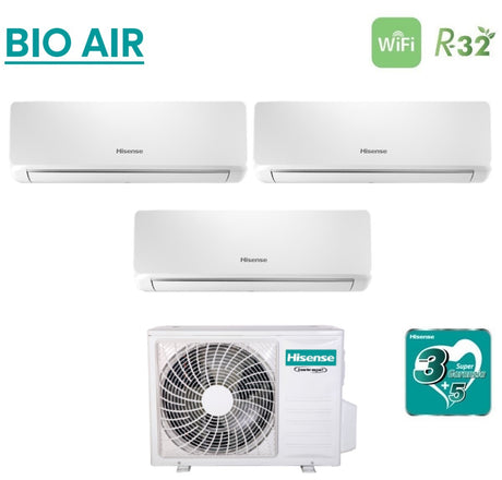 climatizzatore condizionatore hisense trial split inverter serie bio air 9_9_12 con 3amw52u4rja r 32 wi fi integrato 9000_9000_12000