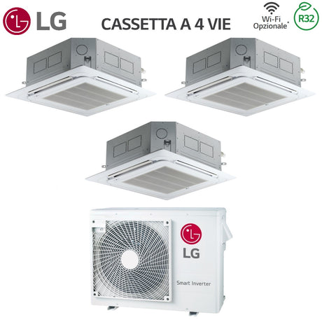 climatizzatore condizionatore lg trial split inverter a cassetta 12_12_12 con mu3r21 r 32 wi fi optional 12000_12000_12000 con griglia inclusa