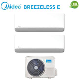 climatizzatore condizionatore midea dual split inverter serie breezeless e 9+12 con m2oe 18hfn8 q r 32 wi fi integrato 9000+12000