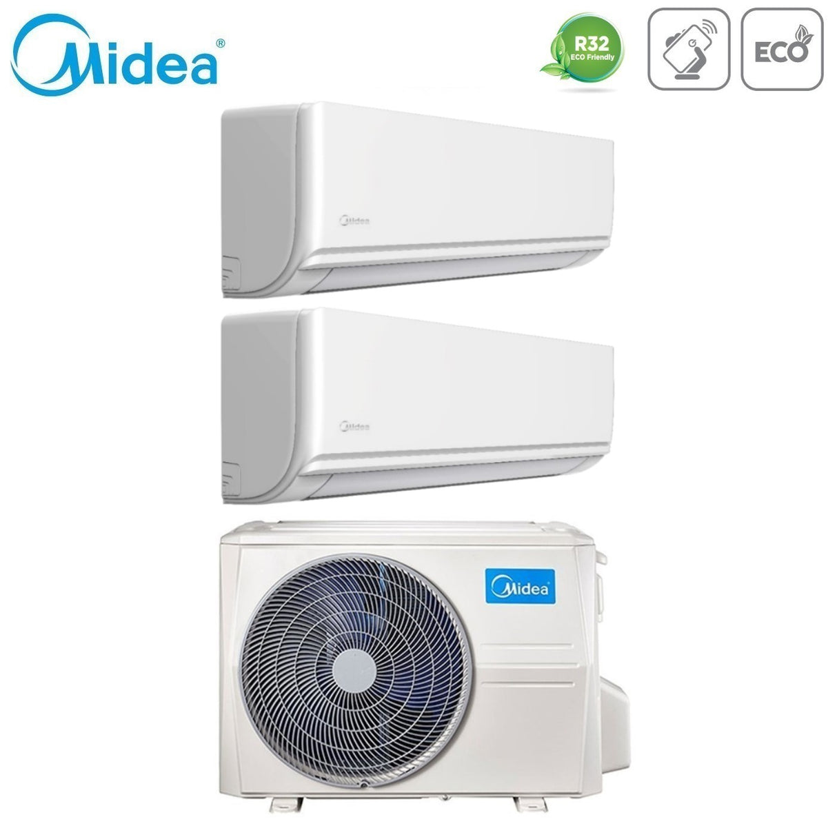 climatizzatore condizionatore midea dual split inverter serie exclusive 9_12 con m2oe 18hfn8 q r 32 wi fi optional 9000_12000