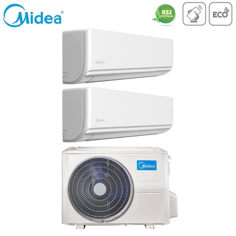 climatizzatore condizionatore midea dual split inverter serie exclusive 9_12 con m2oe 18hfn8 q r 32 wi fi optional 9000_12000