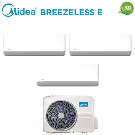 climatizzatore condizionatore midea trial split inverter serie breezeless e 12+12+12 con m3oa 27hfn8 q r 32 wi fi integrato 12000+12000+12000