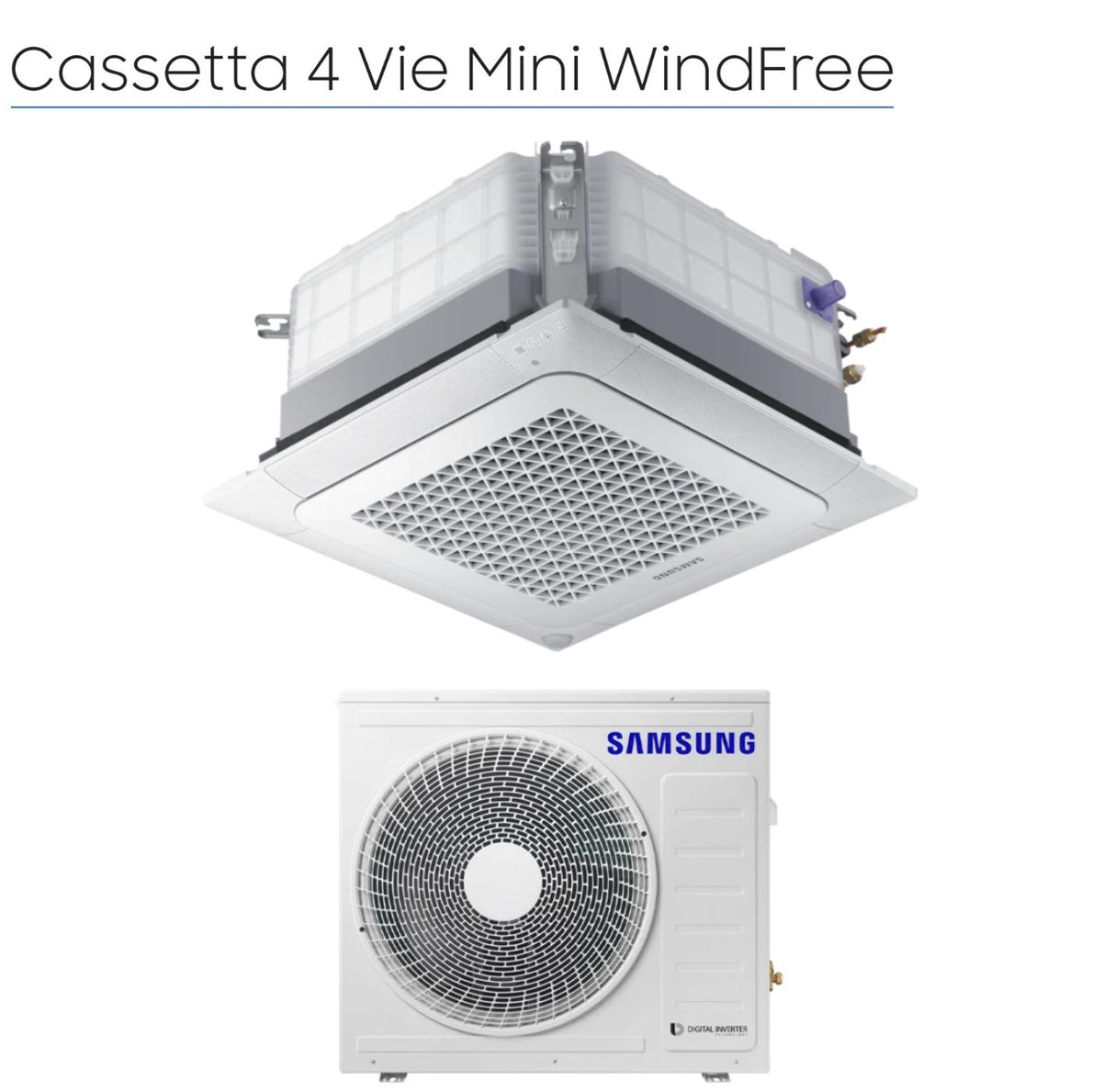 climatizzatore condizionatore samsung mini cassetta 4 vie windfree 24000 btu ac071rnndkg r 32 wi fi optional con telecomando wireless e pannello incluso