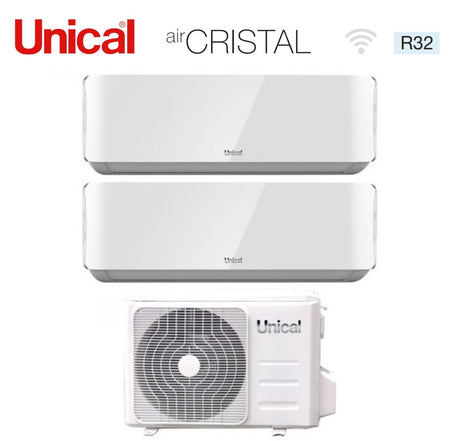 climatizzatore condizionatore unical dual split inverter serie air cristal 13_13 con xmx3 21he r 32 wi fi optional 13000_13000