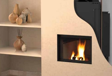 ctm termocamino a legna ctm basic eco s0 24 kw solo riscaldamento con scambiatore full link e chiusura antine