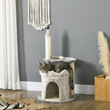 easycomfort easycomfort albero tiragraffi per gatti con casetta e lettino rivestimento peluche e gioco 48x48x86cm grigio