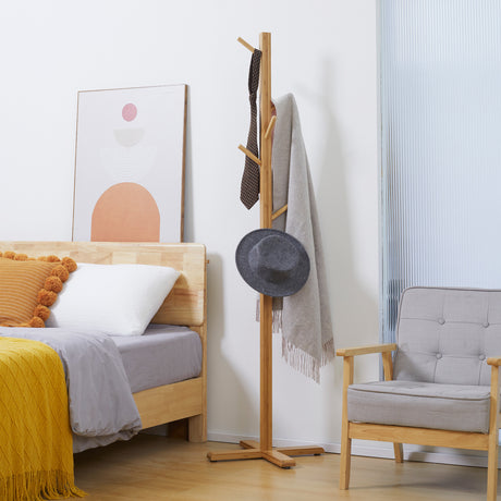 easycomfort easycomfort appendi abiti da terra in legno di bambu con 8 ganci e base a x 49 5x 49 5x 178cm naturale