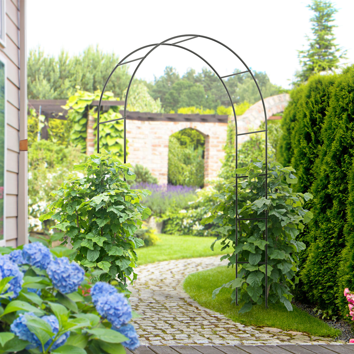 easycomfort easycomfort arco per rampicanti in metallo per giardino ed esterni 140x40x240cm nero