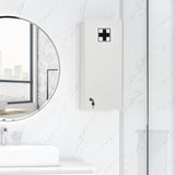easycomfort easycomfort armadietto medicinali a muro con serratura 5 ripiani e mensole regolabili in legno e vetro bianco 30x20x70cm