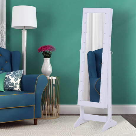 easycomfort easycomfort armadio portagioielli portagioie specchio regolabile 20 luci led legno bianco 40x37x146 cm